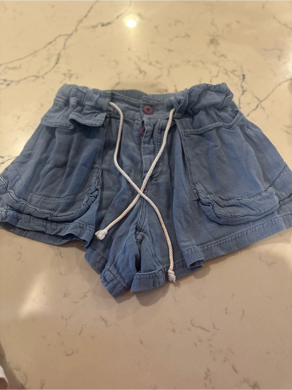 Free People Light Blue Drawstring Pocket Athletic Shorts